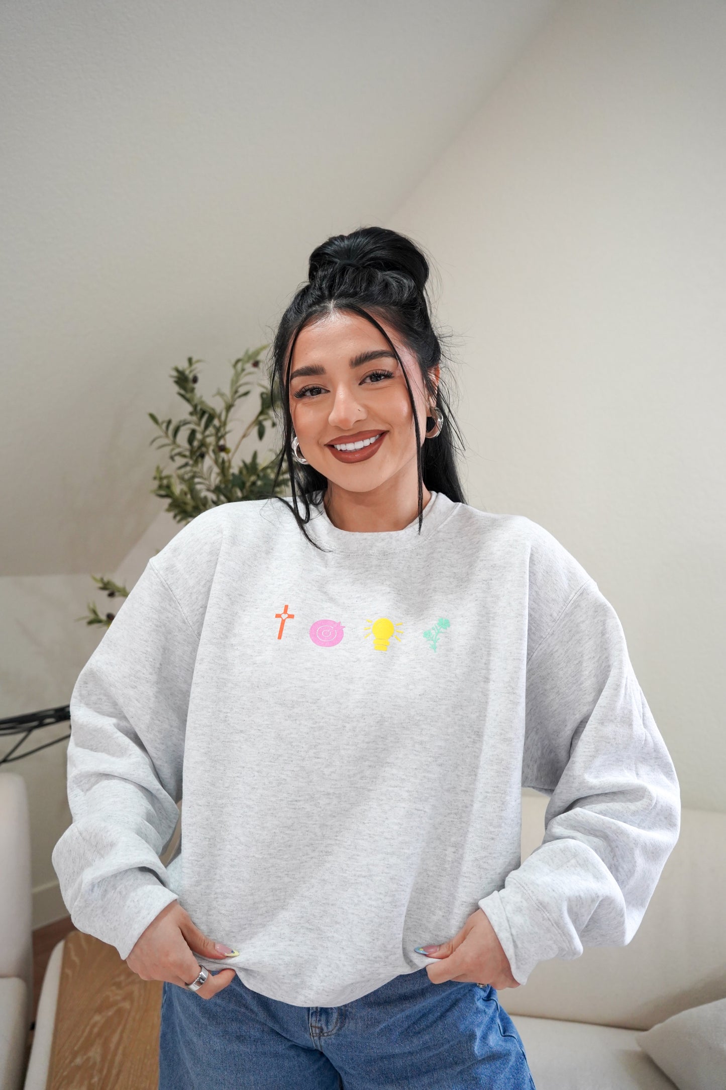 "GOD, GOALS, GLOWING, & GROWING" crewneck sweater