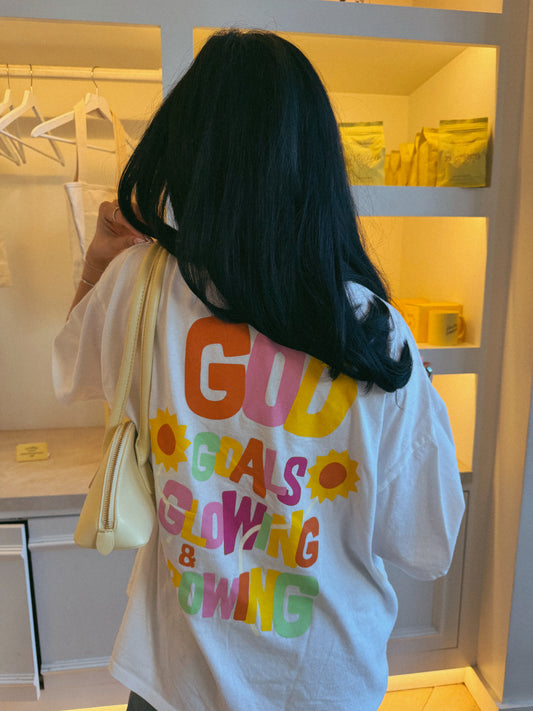 GOD GOALS GLOWING AND GROWING OVERSIZED SHIRT (spring edition)